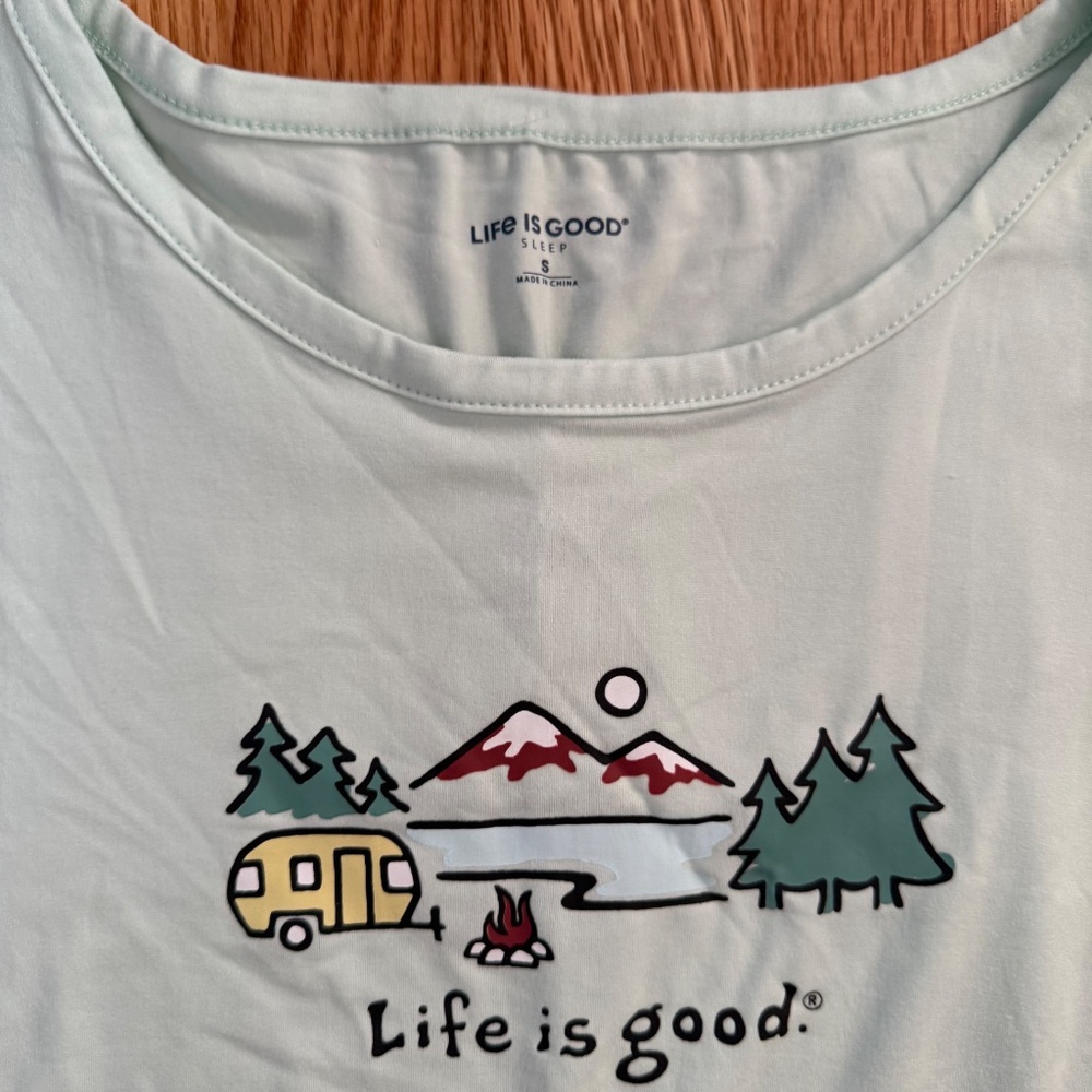 Life Is Good Women’s Mint Green Camping Short Sleeve Sleep Shirt - Picture 3 of 9
